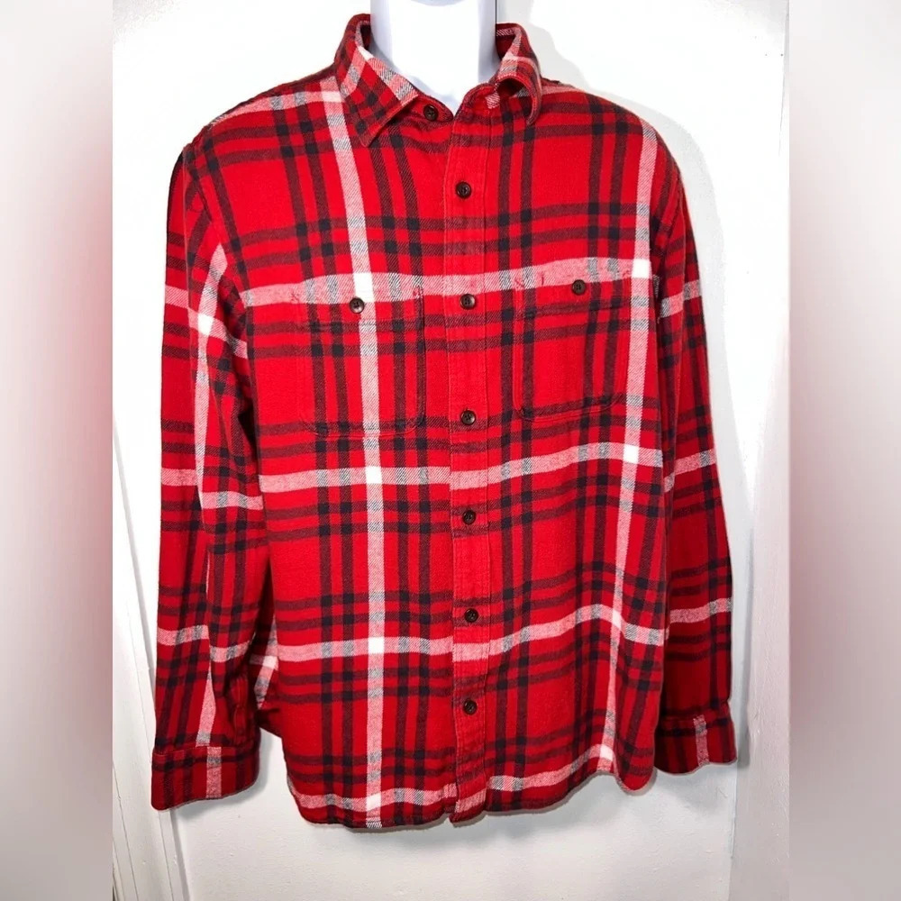 Old Navy, L, heavy, red/ blue plaid long-sleeve button, front top‎ button pocket